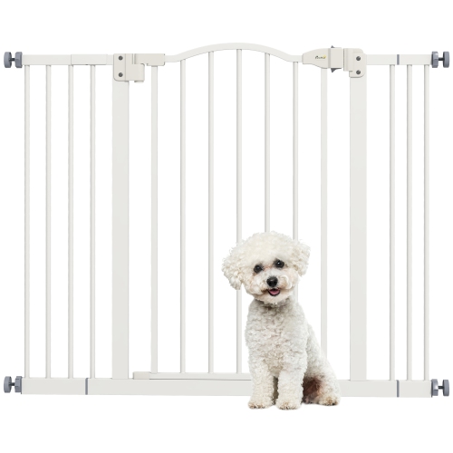 PawHut – Barrière pour chiens de 29 à 39&nbsp;po de largeur avec porte, ajustement à pression, fermeture automatique, double verrouillage pour