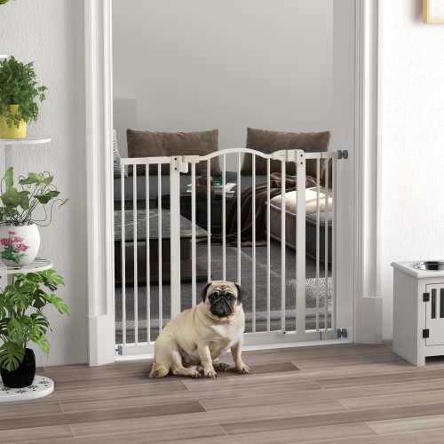 PawHut – Barrière pour chiens de 29 à 39&nbsp;po de largeur avec porte, ajustement à pression, fermeture automatique, double verrouillage pour
