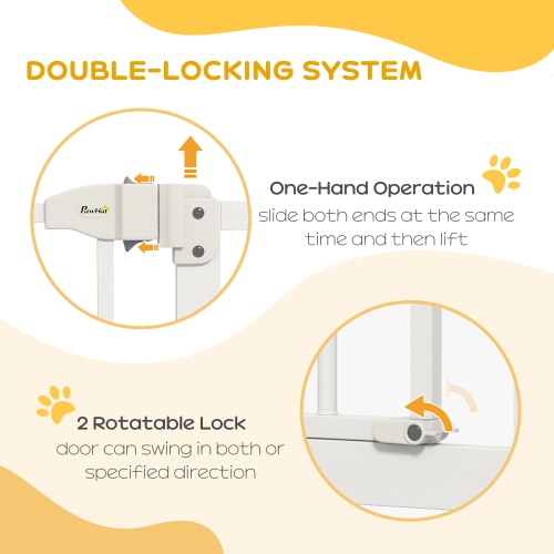 PawHut – Barrière pour chiens de 29 à 39&nbsp;po de largeur avec porte, ajustement à pression, fermeture automatique, double verrouillage pour