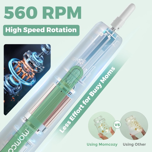 Momcozy 7 in 1 Electric Bottle Brush Kit, Portable Cleaning Set with Formula Mixer, Silicone Brush, Nipple Brush, Straw Brush, Soap Dispenser, Drying