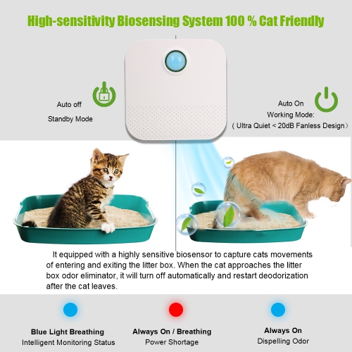 Smart Cat Odor Purifier For Cat Litter Box Deodorizer Pet Toilet Air Purifier Dog Cat Litter Deodorant, Dust-Free, No Consumables
