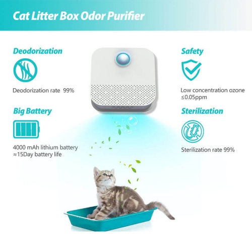 Smart Cat Odor Purifier For Cat Litter Box Deodorizer Pet Toilet Air Purifier Dog Cat Litter Deodorant, Dust-Free, No Consumables
