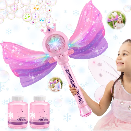 Kids Girls Bubble Wand, LED Light Music Bubble Machine, Suitable for Children’s Outdoor Party, Birthday Toys and Gifts