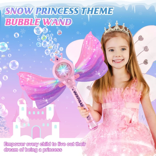 Kids Girls Bubble Wand, LED Light Music Bubble Machine, Suitable for Children’s Outdoor Party, Birthday Toys and Gifts