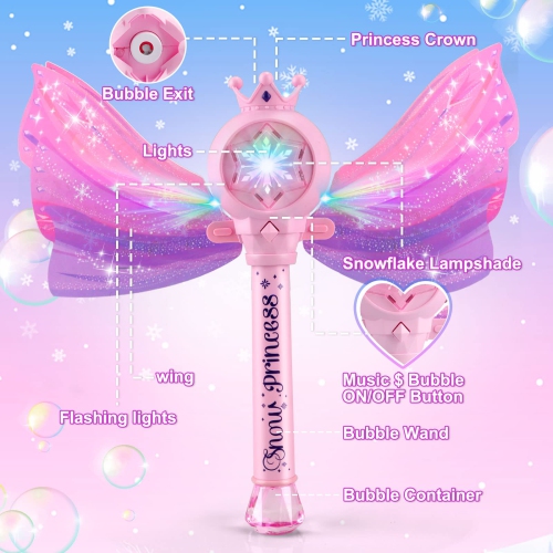 Kids Girls Bubble Wand, LED Light Music Bubble Machine, Suitable for Children’s Outdoor Party, Birthday Toys and Gifts