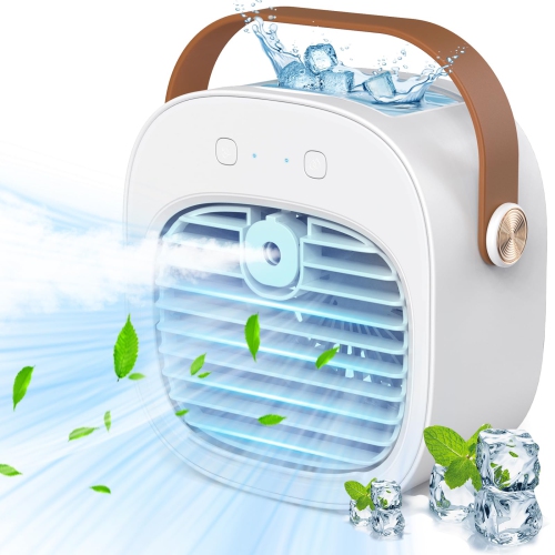 Climatiseur portatif, ventilateur de refroidissement d'eau de bureau avec réservoir d'eau de 128 ml, batterie longue durée 4000&nbsp;mAh, adapté à la