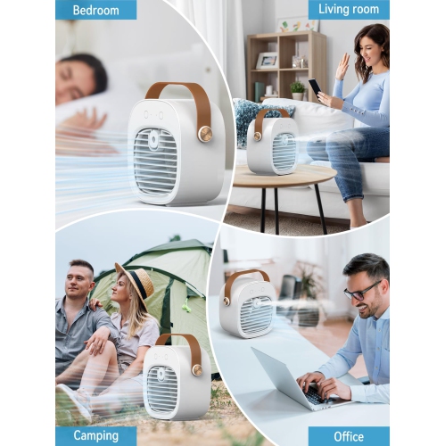 Climatiseur portatif, ventilateur de refroidissement d'eau de bureau avec réservoir d'eau de 128 ml, batterie longue durée 4000&nbsp;mAh, adapté à la