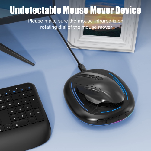 Mouse Jiggler Undetectable With Timer, ON/Off Switch, RGB Breathing Light Prevent Computer Laptop Screen Sleep