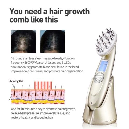 Portable Rechargeable Hair Revive Brush, Red Light Therapy Brush Scalp Care Massager, Stimulating Hair Growth for Women & Men, Compact Easy to Use