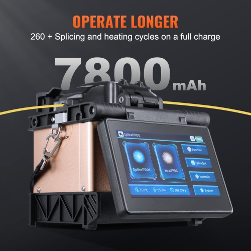 VEVOR 4-Motor Fiber Fusion Splicer, Clad Alignment, 6s Splicing & 13s Heating, Fiber Splicer Machine with 5" Touch Screen, 3 in 1 Fiber Holder,
