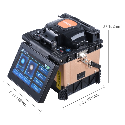 VEVOR 4-Motor Fiber Fusion Splicer, Clad Alignment, 6s Splicing & 13s Heating, Fiber Splicer Machine with 5" Touch Screen, 3 in 1 Fiber Holder,
