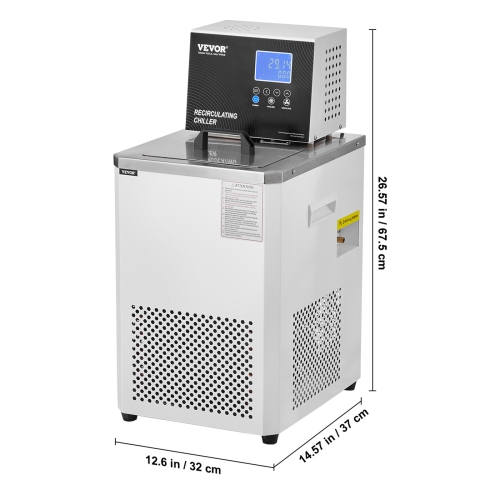 VEVOR 6L Laboratory Chiller Circulator, Low Temperature Cooling Liquid, -4°F-212°F Circulator Chiller, LCD Display, 304 Stainless Steel Bath