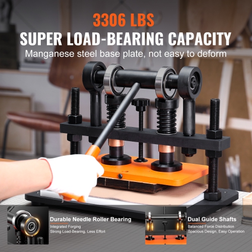 Machine à découper en cuir VEVOR 10,2 x 5,9 po, lame à estampage manuelle, machine à découper à tarauder à pression 0,47 po à deux arbres