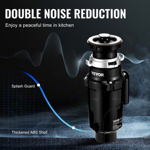 VEVOR 1/2HP Garbage Disposal, 3450RPM Continuous Feed Food Waste Disposer, EZ Connect Food Waste Grinding System with Power Cord & Splash Guard for