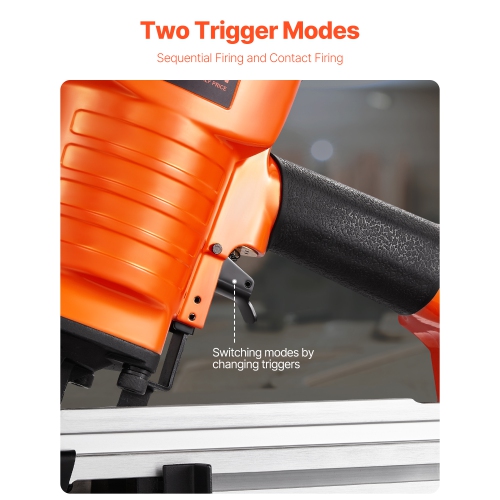 VEVOR 80-120PSI Framing Nailer, Air Nail Gun, 2" to 3-1/2" 21° Full Round Head Pneumatic Nailer with Tool-Less Depth Adjustment & Dual Trigger Modes,