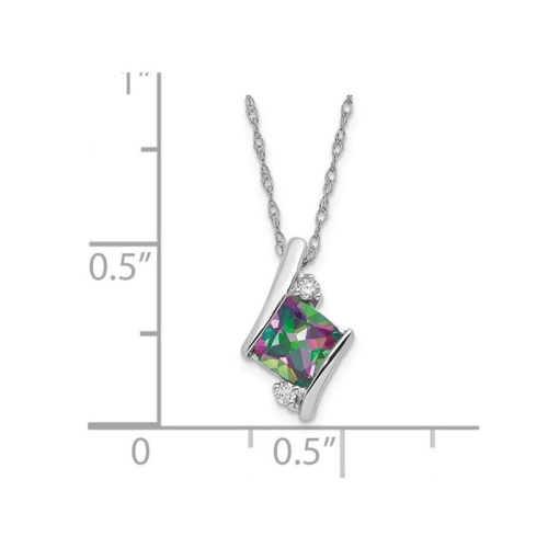 2/3 Carat Mystic-Fire Topaz Pendant Necklace Sterling Silver with Chain
