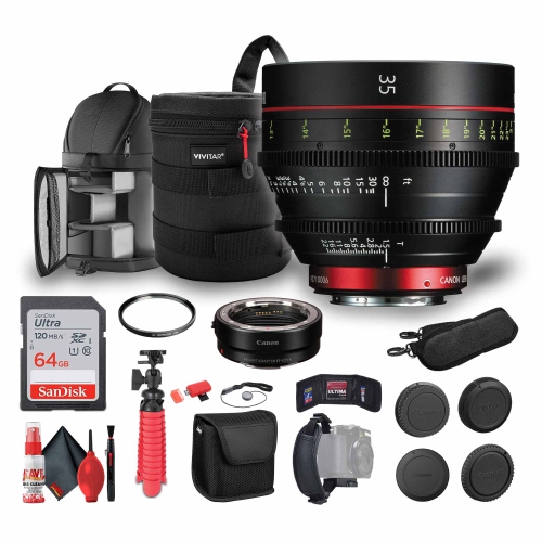 Canon CN-E 35mm T1.5 L F Cinema Lens + Mount Adapter EF-EOS R + More Bundle