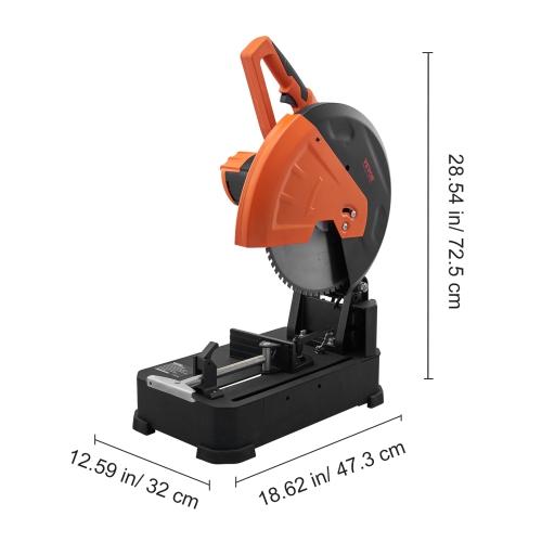 VEVOR 2800W Chop Saw, 14"/355mm Blade Diameter Cut Off Saw, 1200RPM Steel Cutting Machine, 0-45° Dry Cut Chop Saw, for Cutting Metal Cold Cut Saw for