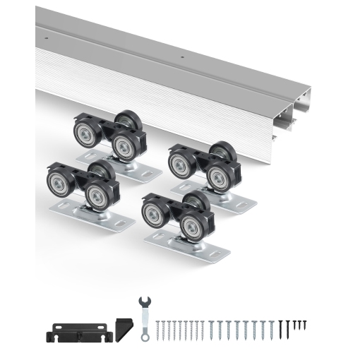 VEVOR  5Ft Bypass Door Hardware, Heavy Duty Door Hardware Kit, Aluminum Alloy Sliding Closet Hardware Set for 2 Door System, Fit Door Thickness 1 3/8