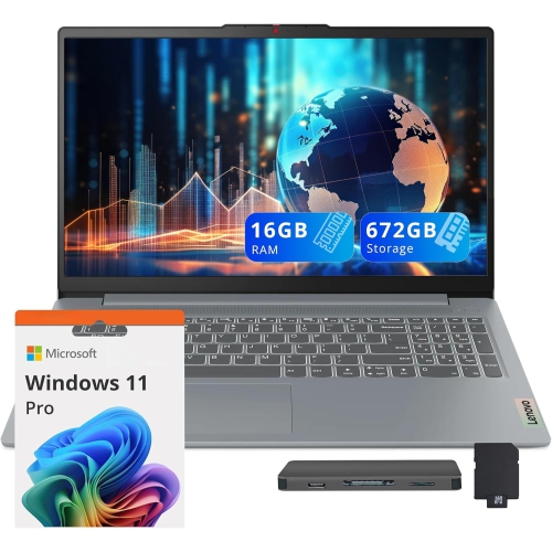 Lenovo IdeaPad Slim 3 15.6" FHD Display Laptop, 672GB Storage,16GB RAM, AMD Ryzen 5 5625U, AMD Radeon Graphics, Win 11 Pro, Gray