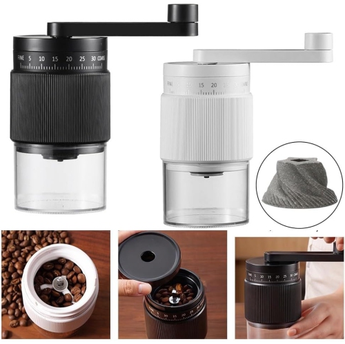 Moulin à café à poignée ergonomique 35 réglages de mouture Moulin à café à meule conique Manuel Nettoyage Moulin à café Design amovible pour le