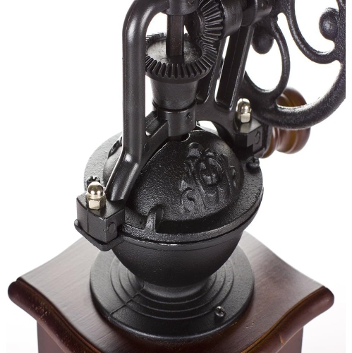 Moulin à café manuel en fonte antique Moulin à café à manivelle avec réglages de mouture et boîte de récupération 12,5 x 12,5 26&nbsp;cm