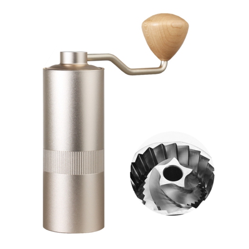 Aluminum Alloy Manual Conical Burr Coffee Grinder – Adjustable Whole Bean Mill for Aeropress, Drip, Espresso, French Press, Turkish Coffee – gold