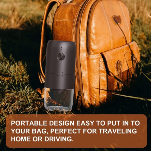 Moulin à café électrique avec meules en céramique ajustables sans mouture, moulin à café électrique portatif One Touch avec brosse de nettoyage,