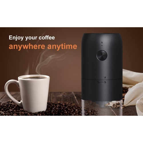 Moulin à café électrique avec meules en céramique ajustables sans mouture, moulin à café électrique portatif One Touch avec brosse de nettoyage,