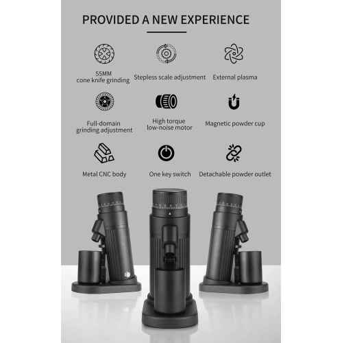 Professional Electric Coffee Grinder with 55mm Conical Burr, CNC Metal Body, 100-Step Precision Grind Adjustment, Low-Speed Silent Motor, Magnetic