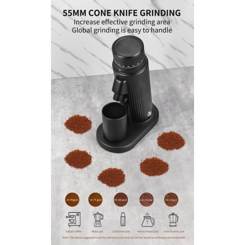 Professional Electric Coffee Grinder with 55mm Conical Burr, CNC Metal Body, 100-Step Precision Grind Adjustment, Low-Speed Silent Motor, Magnetic