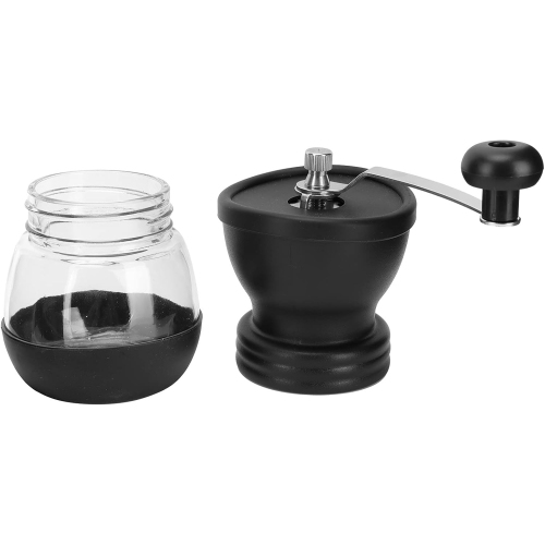 Manual Coffee Grinder with Dual Glass Jars – Adjustable Ceramic Burr Mill, Soft Silicone Grip & Non‑Slip Base, Removable Easy‑Clean Design, Portable