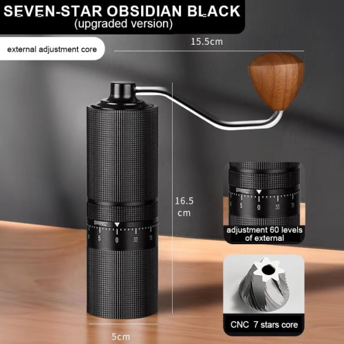 Moulin à café manuel, capacité de 28 g avec acier inoxydable CNC, meule conique réglable externe, mouture uniforme