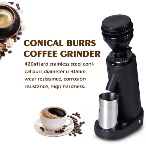 Moulin à café électrique à meule en titane de 40 mm, 19 vitesses à réglage de l'épaisseur Moulin à café pour filtre, cafetière à piston et