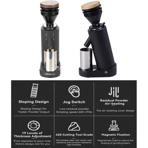 Moulin à café électrique à meule en titane de 40 mm, 19 vitesses à réglage de l'épaisseur Moulin à café pour filtre, cafetière à piston et