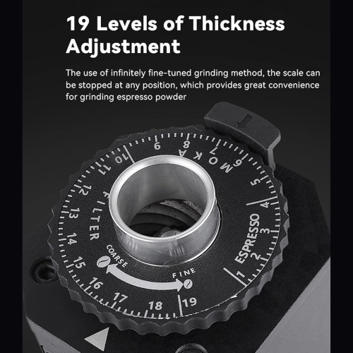 Moulin à café électrique à meule en titane de 40 mm, 19 vitesses à réglage de l'épaisseur Moulin à café pour filtre, cafetière à piston et