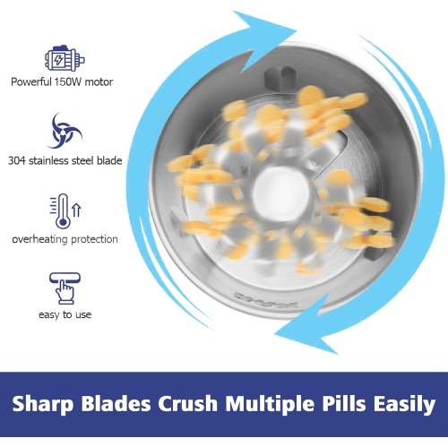 Electric Pill Crusher Grinder – Pulverize Small & Large Medication and Vitamin Tablets to Fine Powder, Ideal for Multiple Pills, Easy Use, Perfect