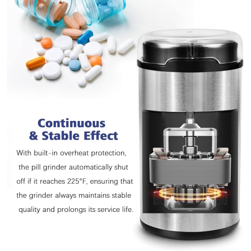 Electric Pill Crusher Grinder – Pulverize Small & Large Medication and Vitamin Tablets to Fine Powder, Ideal for Multiple Pills, Easy Use, Perfect