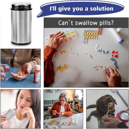 Electric Pill Crusher Grinder – Pulverize Small & Large Medication and Vitamin Tablets to Fine Powder, Ideal for Multiple Pills, Easy Use, Perfect