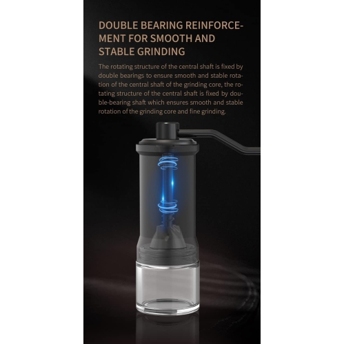 Moulin à café portatif manuel Moulin conique pour cafetière à piston espresso Verser sur double roulement interne Meules en acier inoxydable