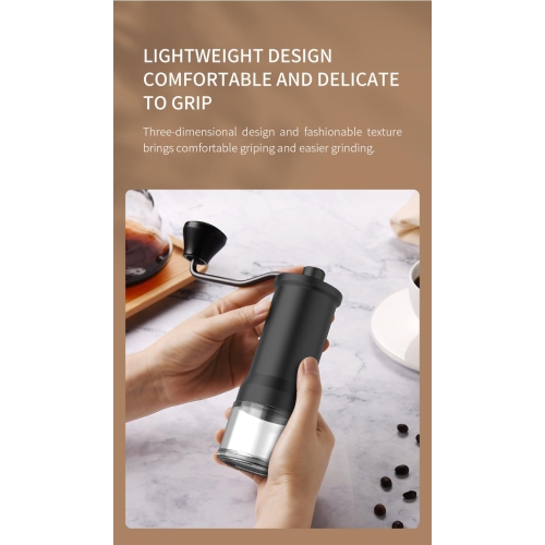 Moulin à café portatif manuel Moulin conique pour cafetière à piston espresso Verser sur double roulement interne Meules en acier inoxydable