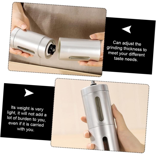 Manual Coffee Bean Portable Handheld Stainless Steel Mill for Home Use Grind Compact Design for Fresh Espresso and Drip Coffee Silver
