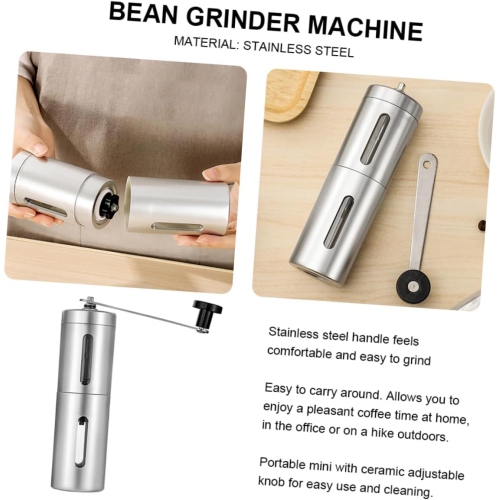 Manual Coffee Bean Portable Handheld Stainless Steel Mill for Home Use Grind Compact Design for Fresh Espresso and Drip Coffee Silver
