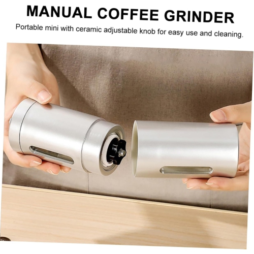 Manual Coffee Bean Portable Handheld Stainless Steel Mill for Home Use Grind Compact Design for Fresh Espresso and Drip Coffee Silver