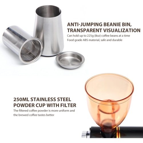 Moulin à café électrique, commercial et résidentiel de 180&nbsp;W, machine à moudre pour moulin à meule automatique Beans Nuts Spice Griller