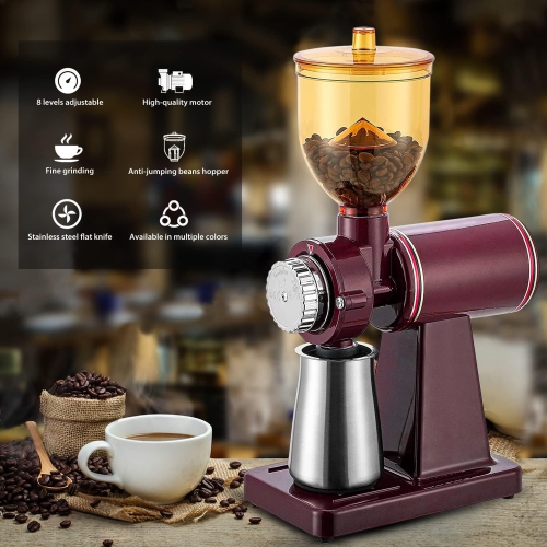 Moulin à café électrique, commercial et résidentiel de 180&nbsp;W, machine à moudre pour moulin à meule automatique Beans Nuts Spice Griller