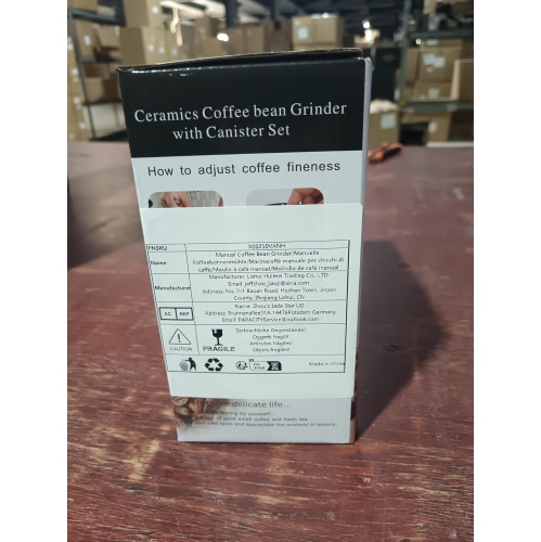 Manual Coffee Bean Grinder with Ceramic Burr, Hand Mill with 2 Glass Jars, Stainless Steel Handle. Ideal for Drip Coffee, Espresso, French Press, and