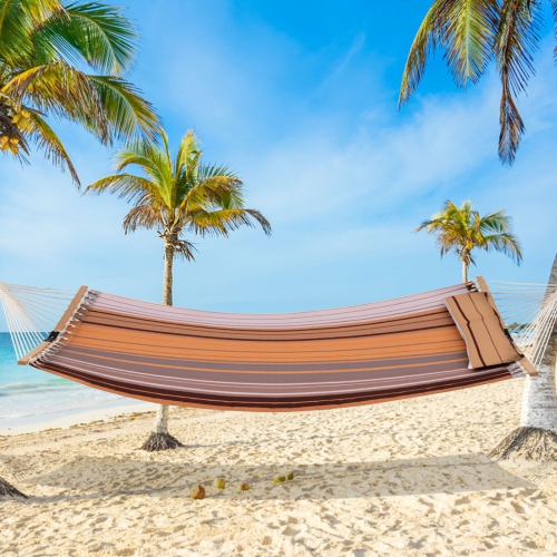 Gymax Patio Hammock Foldable Portable Swing Chair Bed Detachable Pillow Blue & Green