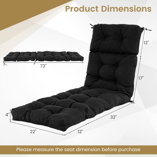 Gymax Set of 4 73'' Lounge Chaise Cushion Padded Recliner Cushion