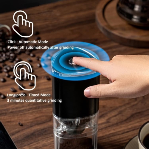 Cafetière automatique électronique, machine à moudre rechargeable, mode double, mini mouture, moulin à mouture réglable, Noir